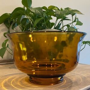 Amber Glass Pedestal Serving Bowl